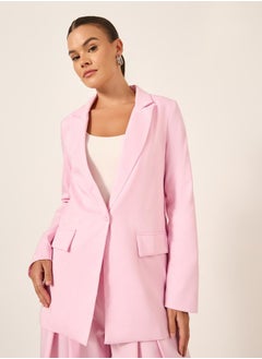 Styli Pink Single Breasted Blazer  - Image 3