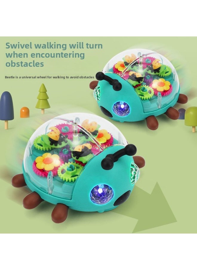 Electric Transparent Gear Beetle Colorful Projection Light Music Children's Reptile Toy Cross Border-Color:Transparent Gear Dinosaur-Specifications:Version [No Battery]]  - Image 3