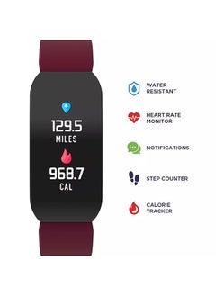 iTouch Active Fitness Tracker Black Case Silicone Burgundy Strap  - Image 2