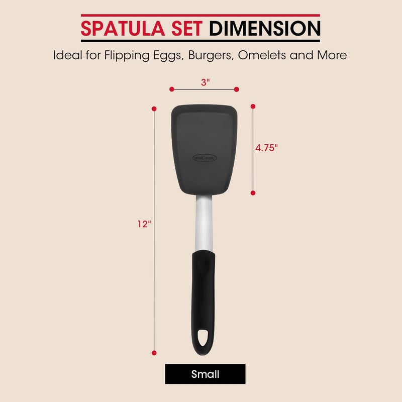 Unicook Flexible Silicone Spatula Turner 2 Pack, 600Â°F Heat Resistant Spatula for Nonstick Cookware, Essential Kitchen Cooking Utensil for Flipping Eggs, Burgers, Crepes and More, Small and Medium - Image 2