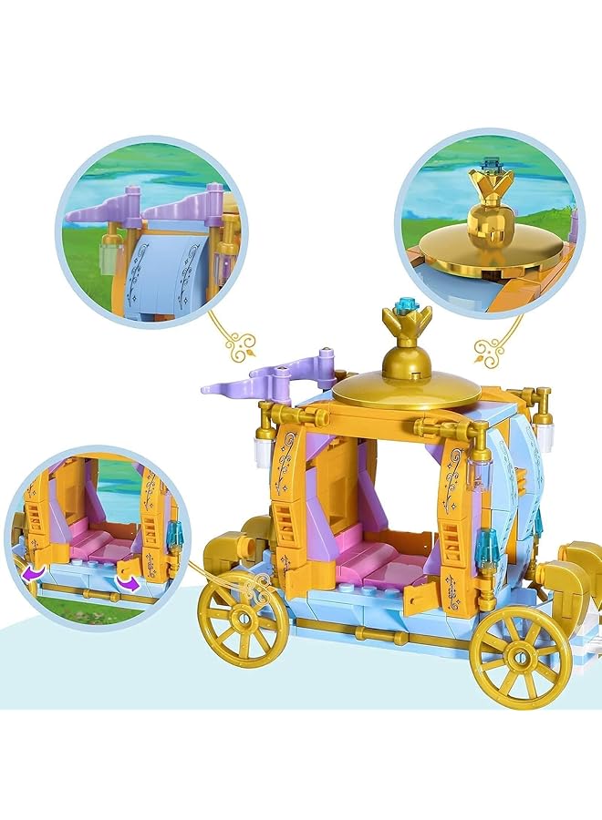 X spring Princess Building Toys 311Pcs Fairy Tale Castle Construction Set With Carriage And Horse Dream Pumpkin Royal Carriage Set Creative Educational Toy For Girls Age 6 12 Years Old - Image 2