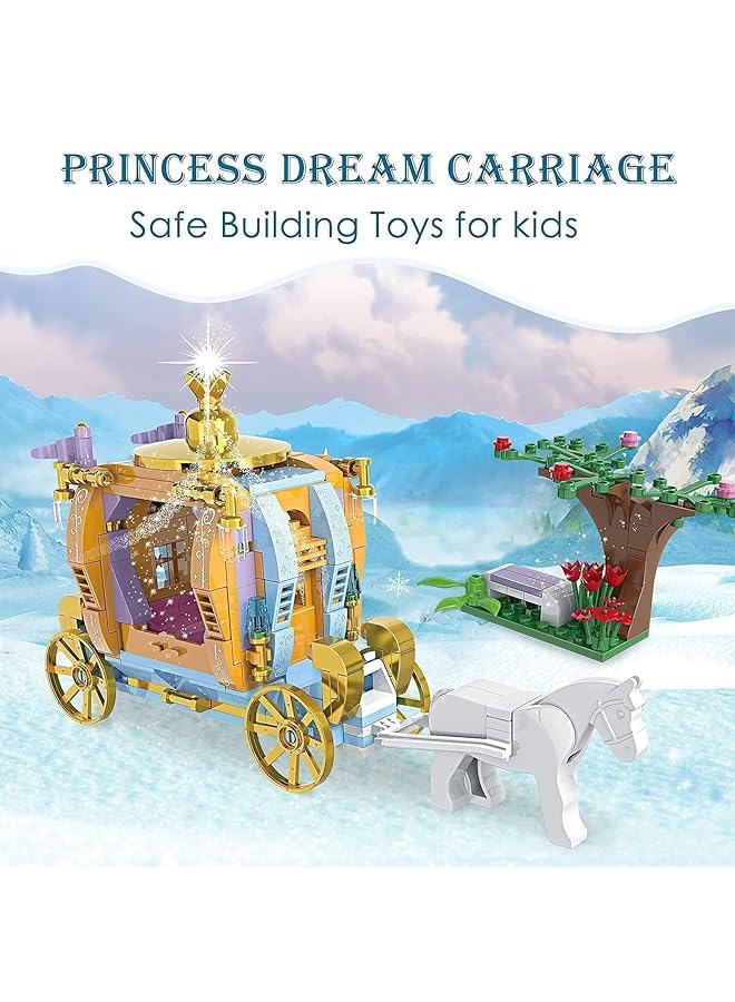 X spring Princess Building Toys 311Pcs Fairy Tale Castle Construction Set With Carriage And Horse Dream Pumpkin Royal Carriage Set Creative Educational Toy For Girls Age 6 12 Years Old - Image 3