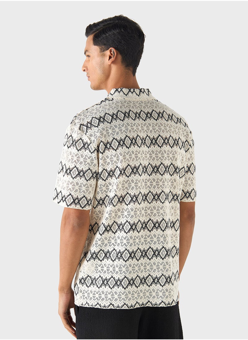 Iconic Iconic Regular Fit Textured Shirt with Short Sleev  - Image 2