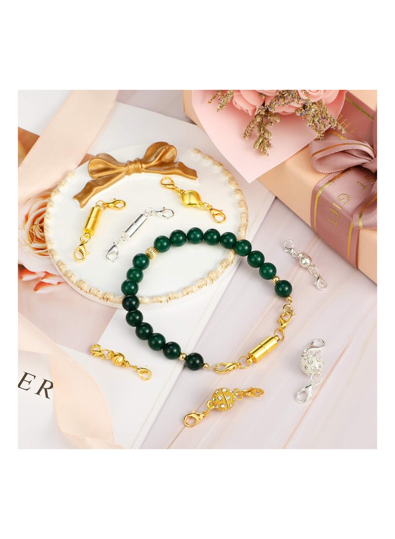 SYOSI 32 Pieces Magnetic Lobster Clasps Extenders Magnet Locking Round Necklace Clasp Closures Rhinestone Ball for Jewelry Bracelet 4 Styles  - Image 4