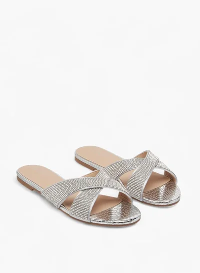 Flora Bella By Shoexpress Women Embellished Cross Strap Slip-On Flat Sandals