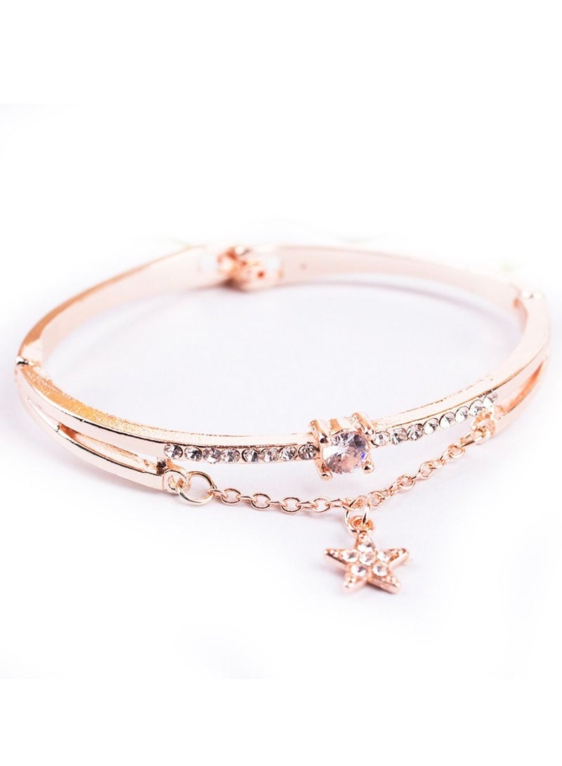 Women's rhinestones watch frosted leather strap casual trend watch bracelet two piece set - Image 4
