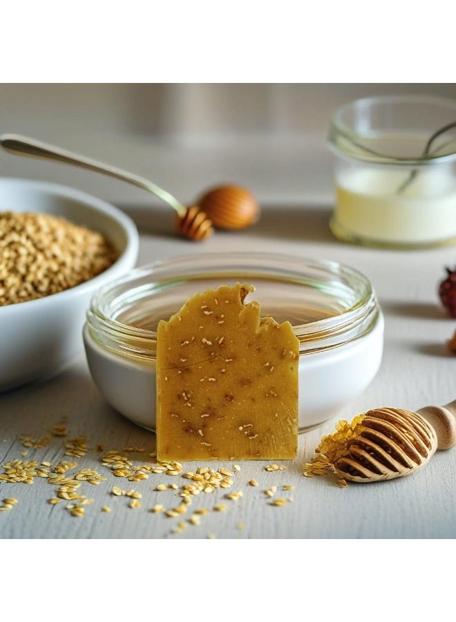 سوبلي شيز صابون العسل والشوفان والقرفة المصنوع يدويًا – صابون طبيعي وعضوي ممتاز لتغذية البشرة والتقشير اللطيف | مثالي للرجال والنساء - Image 2