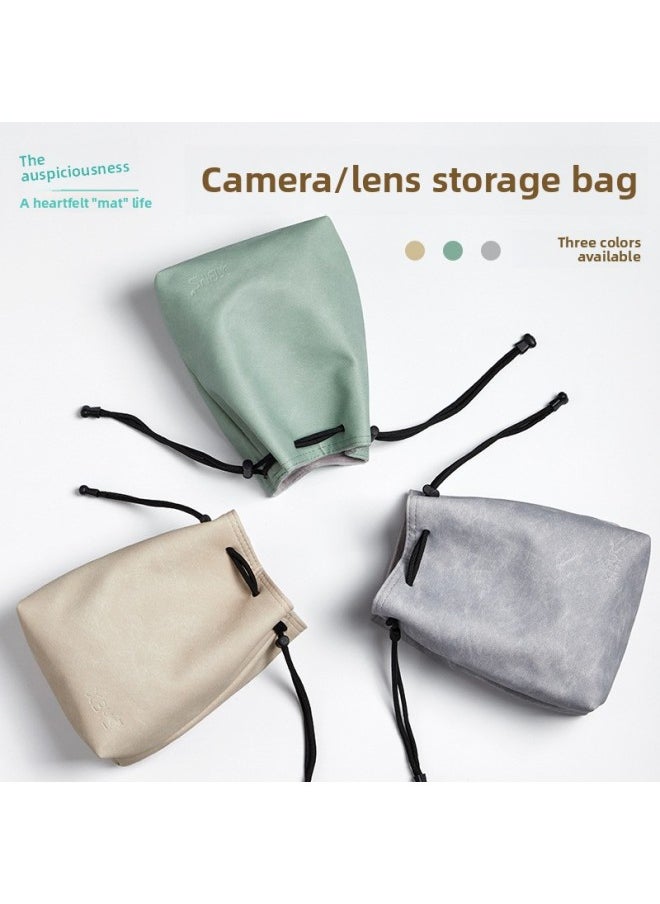 Generic - Lifetime Camera Bag Mini Single Liner Protective Cover Waterproof Suitable For Sony Canon Fuji SLR Storage Bag-Color:Bamboo Blue Square Small Size [imitation Cloth Pattern]] - Image 1