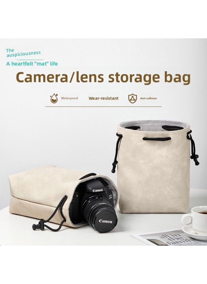Generic - Lifetime Camera Bag Mini Single Liner Protective Cover Waterproof Suitable For Sony Canon Fuji SLR Storage Bag-Color:Bamboo Blue Square Small Size [imitation Cloth Pattern]] - Image 1