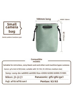 Lifetime Camera Bag Mini Single Liner Protective Cover Waterproof Suitable For Sony Canon Fuji SLR Storage Bag-Color:Bamboo Blue Square Small Size [imitation Cloth Pattern]]