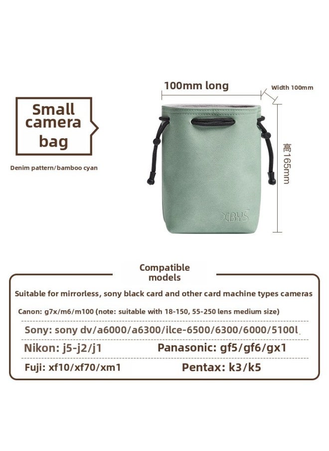 Generic - Lifetime Camera Bag Mini Single Liner Protective Cover Waterproof Suitable For Sony Canon Fuji SLR Storage Bag-Color:Bamboo Blue Square Small Size [imitation Cloth Pattern]] - Image 1