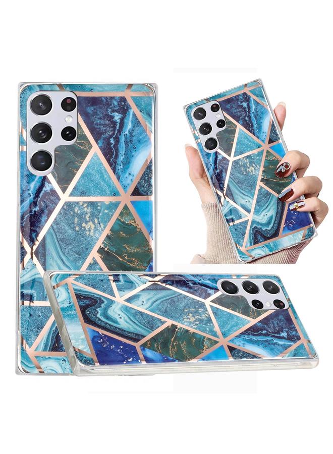 اس-توب جراب لهاتف Samsung Galaxy S22 Ultra 5G، جراب هاتف TPU بنمط رخامي مطلي بالكهرباء - Image 1