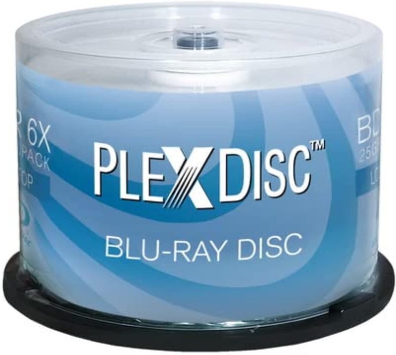 PlexDisc 633-814 25 GB 6X Blu-ray Logo Top Single Layer Recordable Disc BD-R, 50-Disc Spindle - Image 1