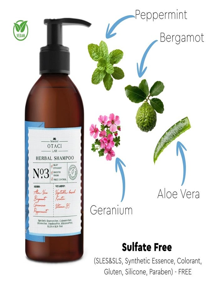 OTACI Lab No:3 Frizz-Control & Hair-Straightening Shampoo – Vegan, Sulfate-Free Formula with Aloe Vera, Herbal Keratin & Vitamin B5 for Smooth, Sleek, Tangle-Free Hair (250 ml) - Image 2