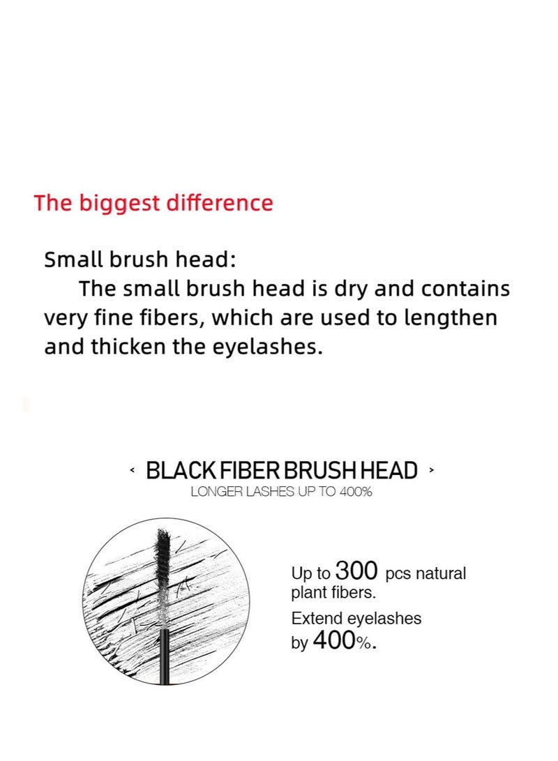 Excefore Double Head Mascara, 2 in 1 Mascara, with Big and Small Brush, for Fine Short Eyelash, Smudge-proof, No Clumping, No Flaking, Waterproof Extra Long Lash Eyelashes, Voluminous Eyelashes - Image 2