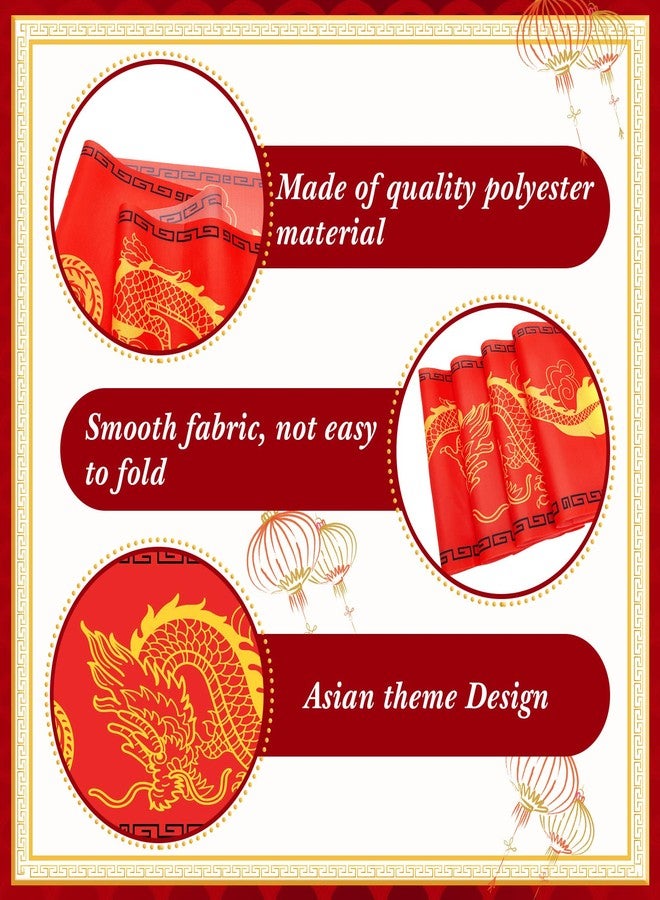 Jecery Chinese Dragon Printed Table Runner 11 Inch x 5.9 ft Asian Table Runner Chinese Party Decorations for Spring Festival Party Supplies Kitchen Dining Decoration(2 Pcs) - Image 3