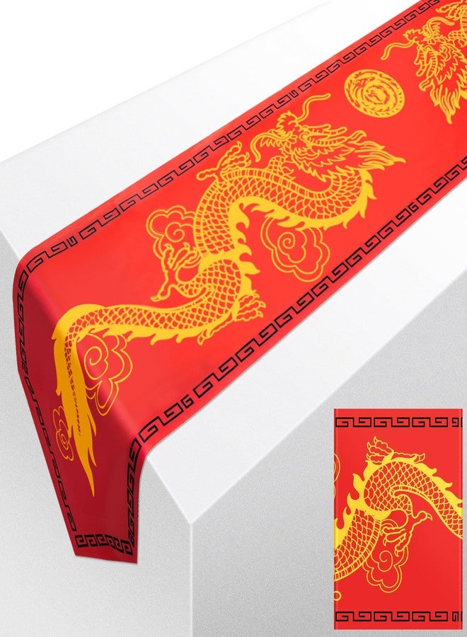 Jecery Chinese Dragon Printed Table Runner 11 Inch x 5.9 ft Asian Table Runner Chinese Party Decorations for Spring Festival Party Supplies Kitchen Dining Decoration(2 Pcs) - Image 1