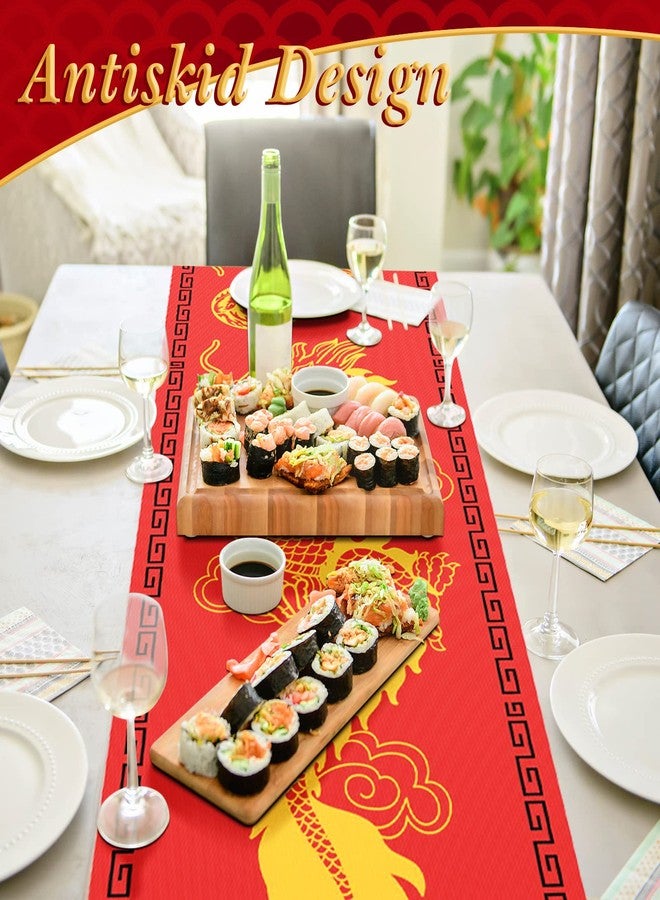 Jecery Chinese Dragon Printed Table Runner 11 Inch x 5.9 ft Asian Table Runner Chinese Party Decorations for Spring Festival Party Supplies Kitchen Dining Decoration(2 Pcs) - Image 5
