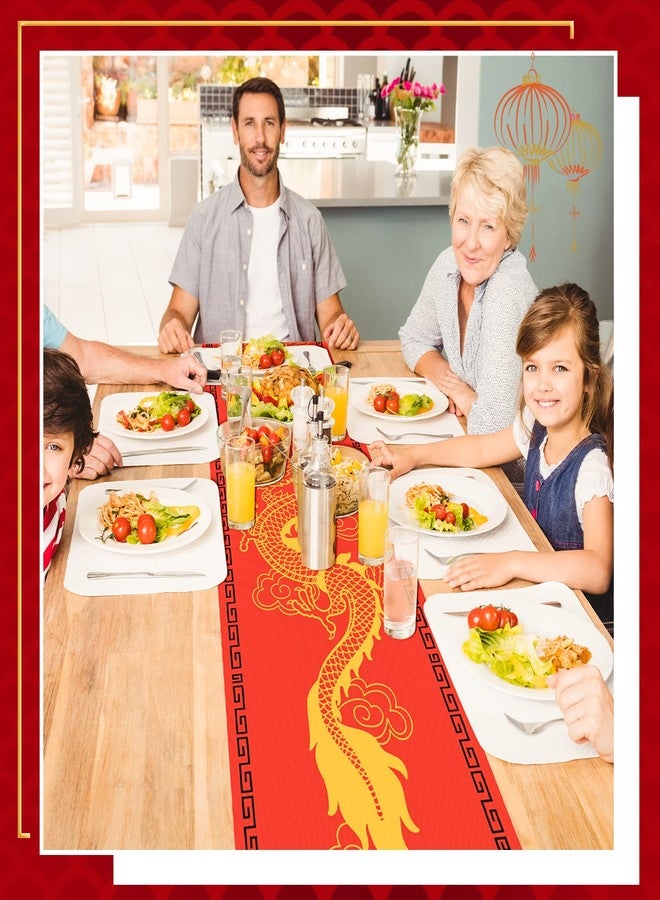 Jecery Chinese Dragon Printed Table Runner 11 Inch x 5.9 ft Asian Table Runner Chinese Party Decorations for Spring Festival Party Supplies Kitchen Dining Decoration(2 Pcs) - Image 4