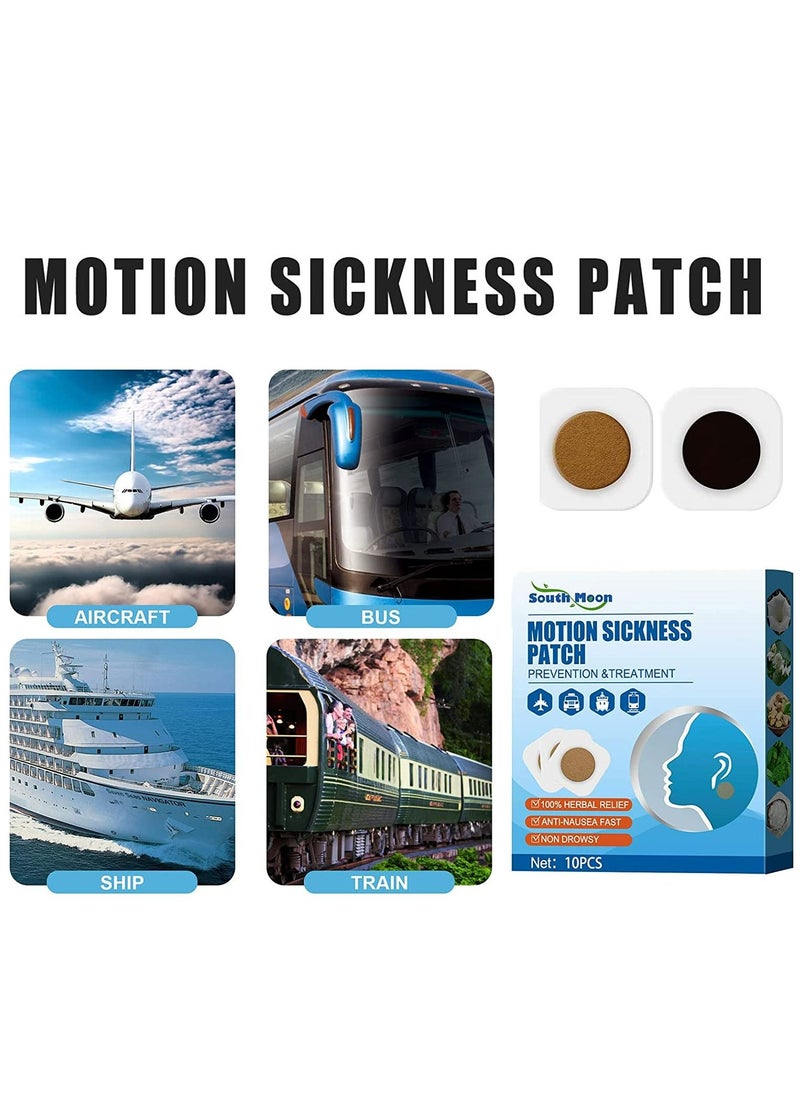SOUTH MOON - Motion Sickness Relieving 10 Patches For Long Time Travel Car And Boat Rides Cruise And Airplane Trips Relieves Nausea Dizziness & Vomiting From Sea Sickness Fast Acting And No Side Effects - Image 1
