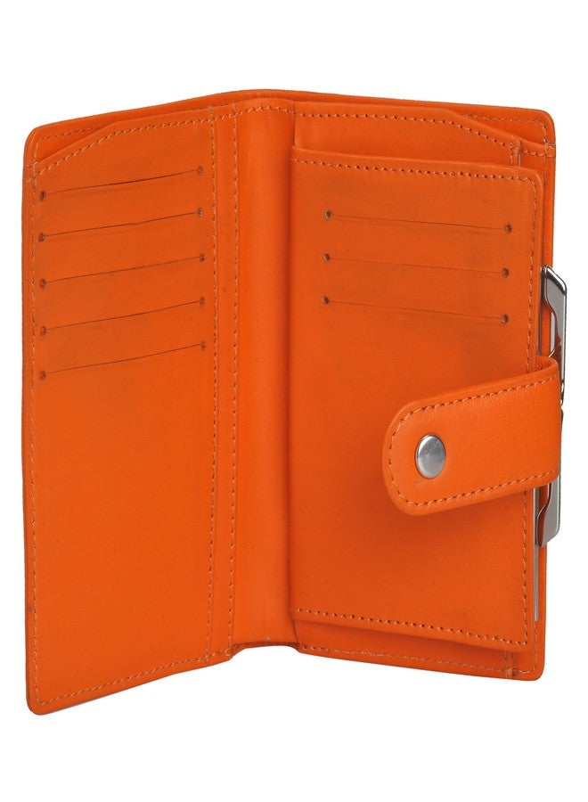 Mandava Genuine Nappa Leather Orange Ladies Wallet - Image 3