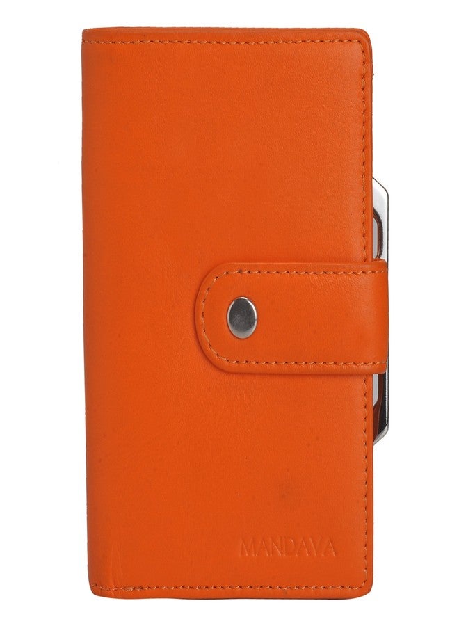 Mandava Genuine Nappa Leather Orange Ladies Wallet - Image 1