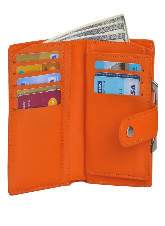 Mandava Genuine Nappa Leather Orange Ladies Wallet - Image 4