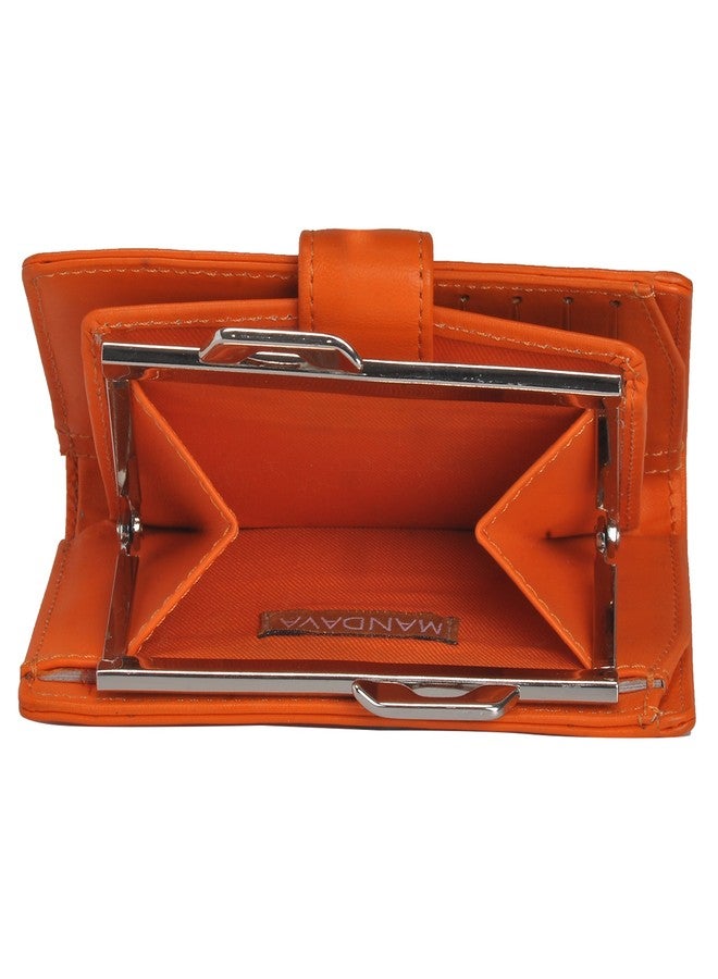 Mandava Genuine Nappa Leather Orange Ladies Wallet - Image 5