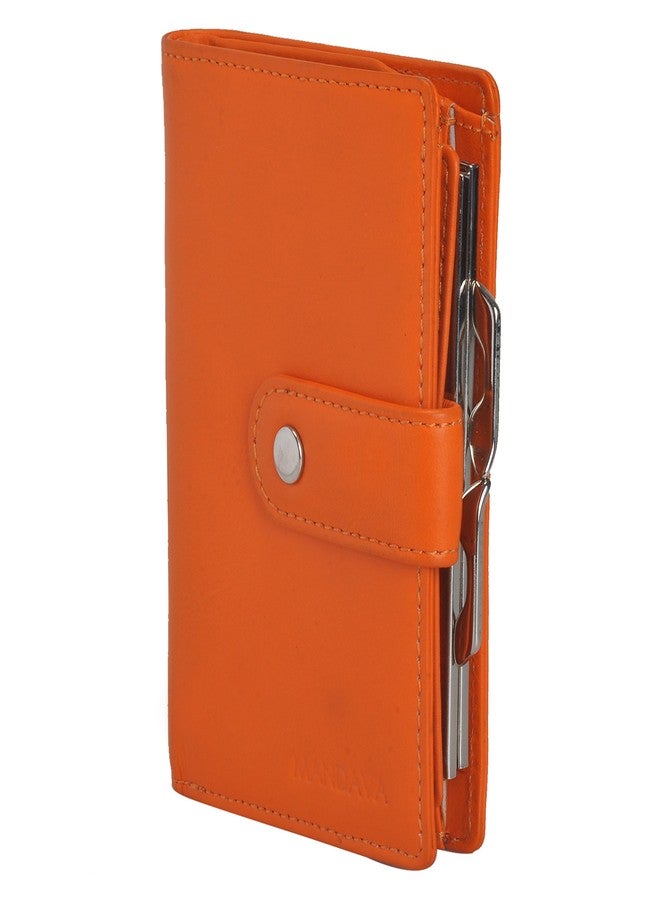 Mandava Genuine Nappa Leather Orange Ladies Wallet - Image 2