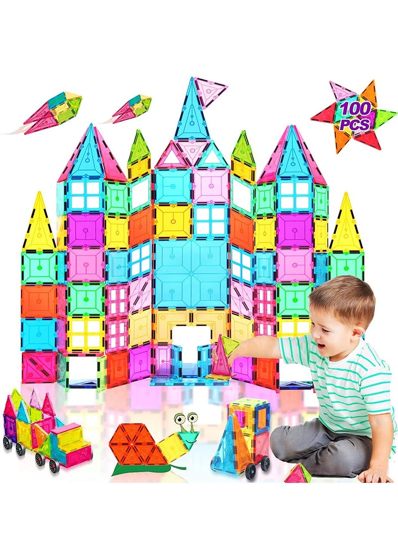 Cordova magnetic tiles 100-piece set – STEM educational building blocks for kids, creative construction toy for boys & girls  - Image 1