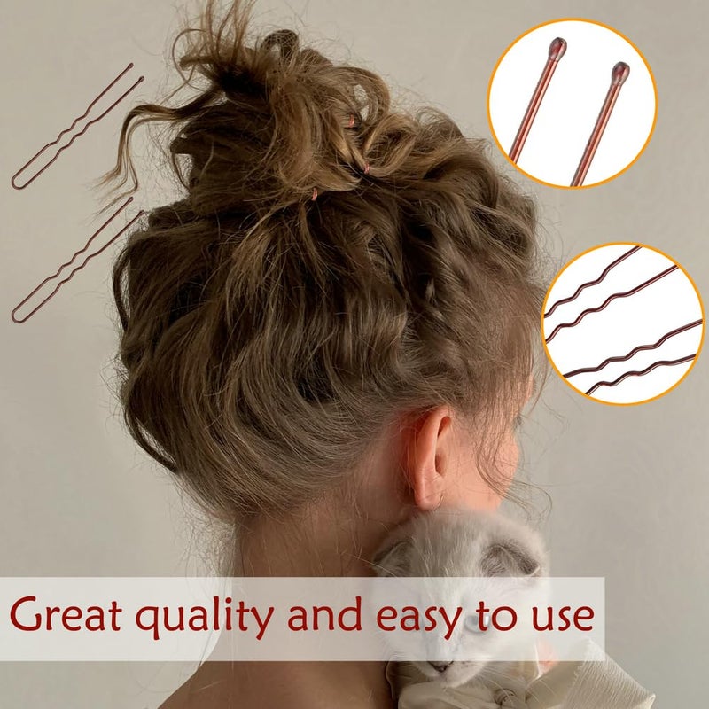 YINGFENG 330 Count U Shaped Hair Pins Brown, YINGFENG 2.4inch Brown Bun Pins Bun Hair Pins for Women Girls with Storage Box, Hair Accessories for All Women Hair Types - Image 4