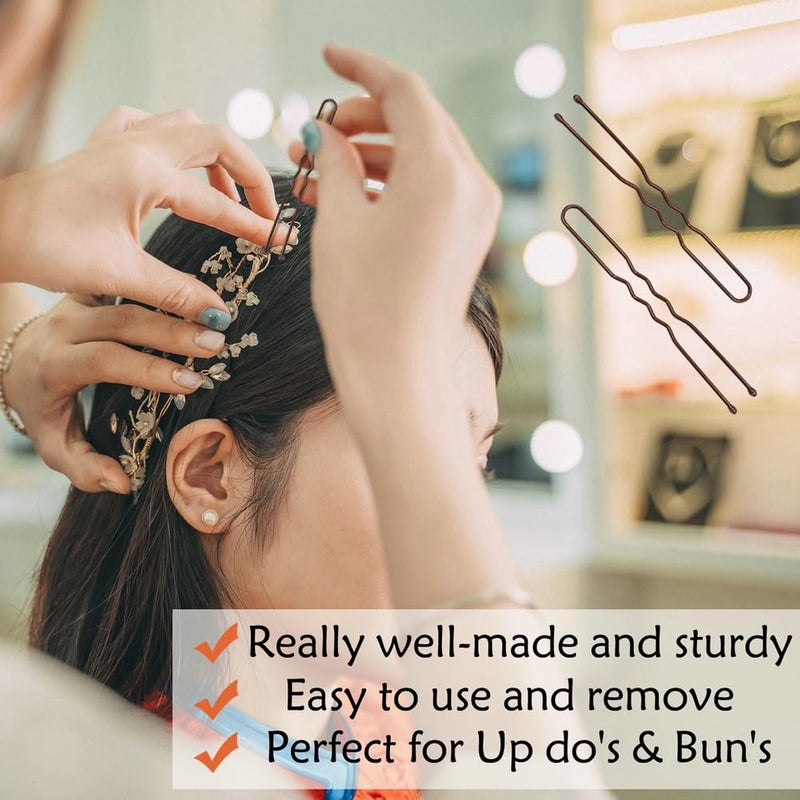 YINGFENG 330 Count U Shaped Hair Pins Brown, YINGFENG 2.4inch Brown Bun Pins Bun Hair Pins for Women Girls with Storage Box, Hair Accessories for All Women Hair Types - Image 5