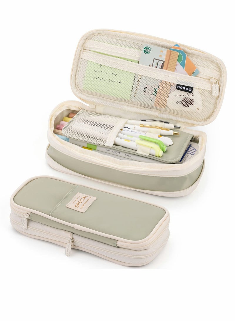 Zikra Big Capacity Pencil Case, Large Case for School Office College, Fashion Portable Storage Bag Boys and Girls (Green) - Image 1