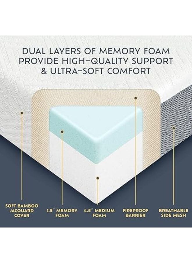 Harmony Home - Harmony Home 4-Inch Tri-Folding Mattress - Double Size with Storage Bag, Foldable Memory Foam Topper, Portable Floor Guest Bed with Removable Bamboo Cover (Double - 120 x 180 cm) - Image 1