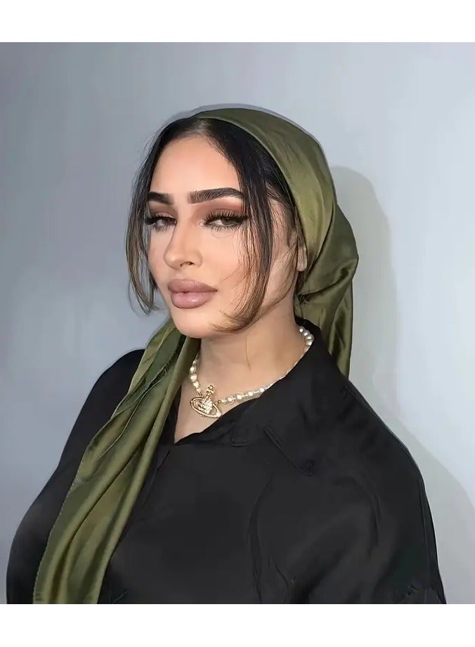 Rozino 89.92cm Satin Solid Color Square Scarf, Elegant Basic Thin Smooth Shawl, Windproof Decorative Headscarf Hairband For Women - Image 4