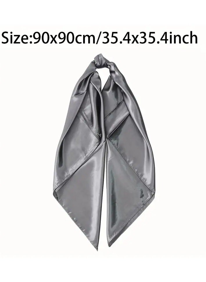 Rozino 89.92cm Satin Solid Color Square Scarf, Elegant Basic Thin Smooth Shawl, Windproof Decorative Headscarf Hairband For Women - Image 3