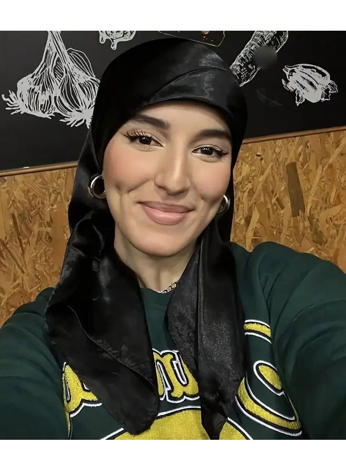 Rozino 89.92cm Satin Solid Color Square Scarf, Elegant Basic Thin Smooth Shawl, Windproof Decorative Headscarf Hairband For Women - Image 5