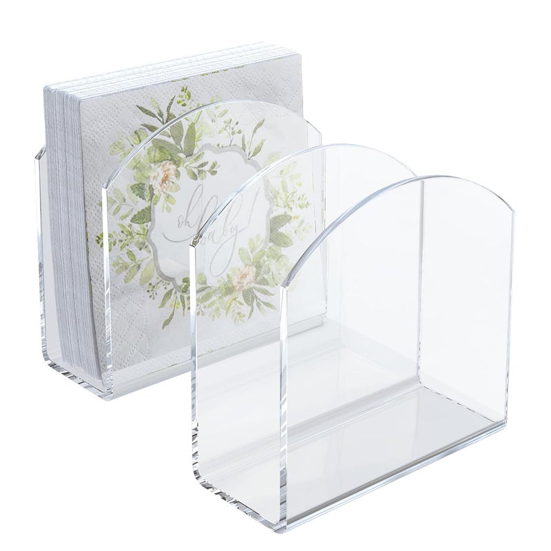 PITBVO Napkin Holder, 2 Pack Clear Acrylic Napkin Tissue Holder for Table,Tissue Paper Cocktail Napkin Holder for Kitchen, Dinner Napkin Dispenser for Bar, Restaurant - Image 1