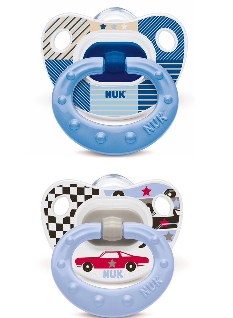 نوك لهّايات NUK | 2 عبوة من اللهايات | حلمة قلب | لهّايات سيليكون خالية من مادة BPA | لهّايات مضادة للتفلطح | لعبة تسنين الأطفال - Image 1