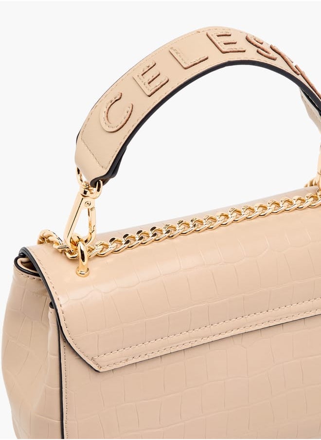 Celeste Womens Croco Textured Satchel Bag  - Image 5