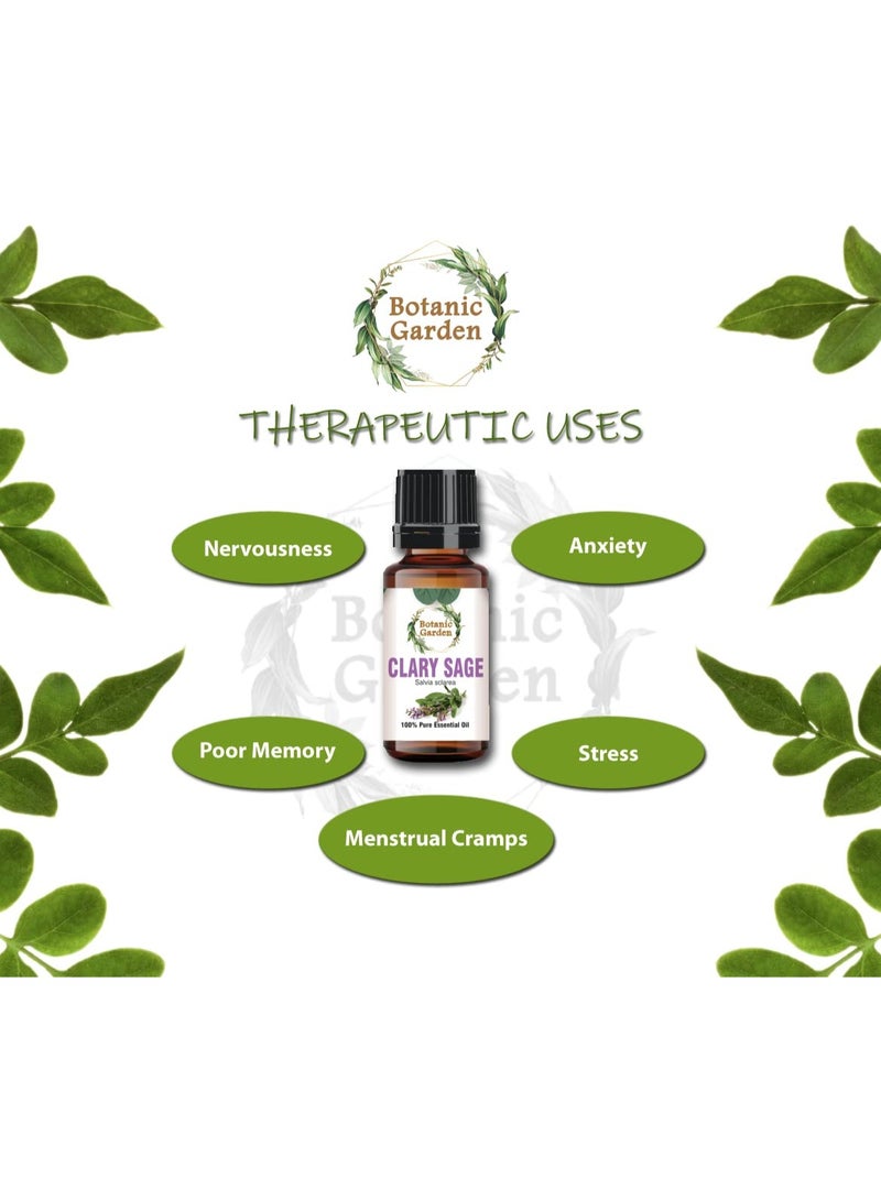 BOTANIC GARDEN Clary Sage Essential Oil 100% Pure Undiluted Therapeutic Grade for Skin, Hair, Dandruff & Aromatherapy (10 ML) - Image 4