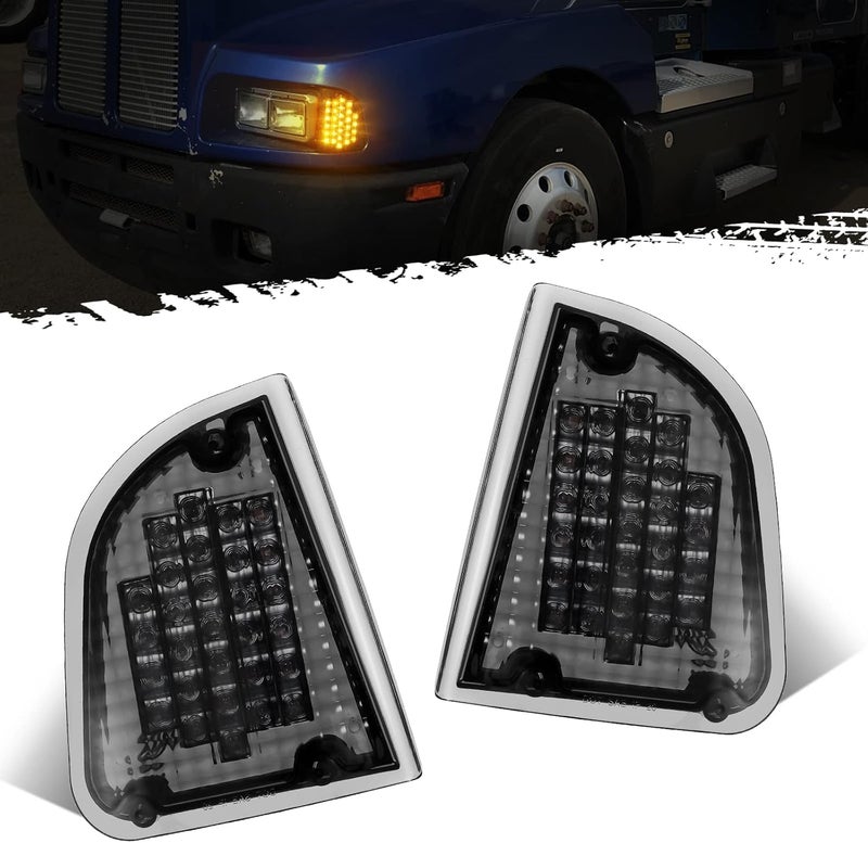Partsam 1Pair Amber 29 LED Front Turn Signal Lights and Parking Lights Assembly Replacement for Kenworth T600 T660 K300 T300 T330, Smoked Lens,LH & RH, 1157 Plug - Image 4