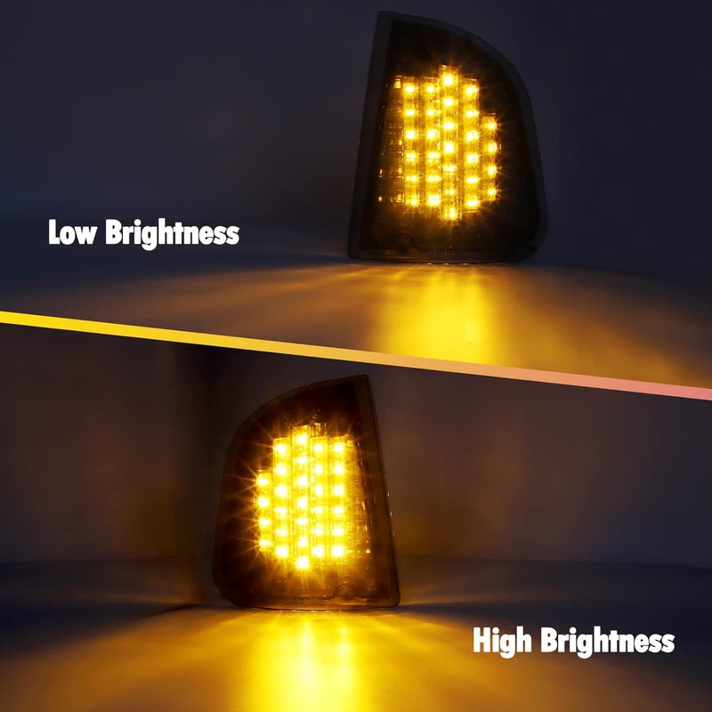 Partsam 1Pair Amber 29 LED Front Turn Signal Lights and Parking Lights Assembly Replacement for Kenworth T600 T660 K300 T300 T330, Smoked Lens,LH & RH, 1157 Plug - Image 2