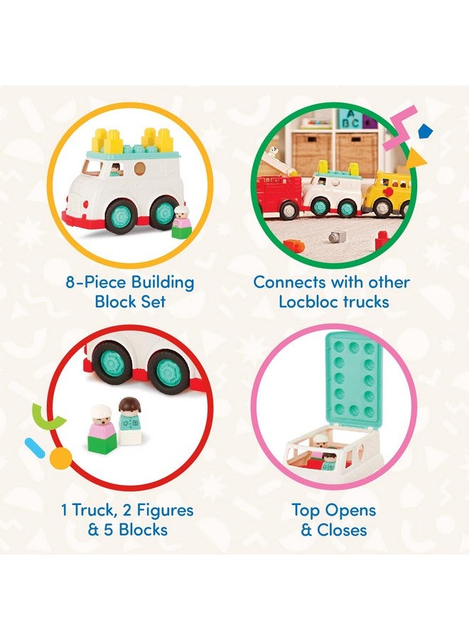 باتات - شاحنة إنقاذ - مجموعة بناء مكونة من 8 قطع - شخصيتان و5 مكعبات - مركبة قابلة للتركيب - 12 شهرًا فما فوق - سيارة إسعاف Locbloc® - Image 2