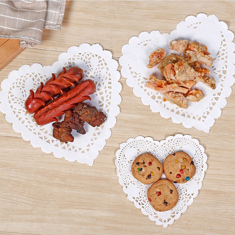 Tim&Lin Heart Paper doilies - 10 Inch White Valentineâ€™s Lace Paper Doilies - Disposable Paper Placemats - for Wedding, Birthday, Cakes, Desserts, Tableware Food Decoration, Pack of 100 - Image 2
