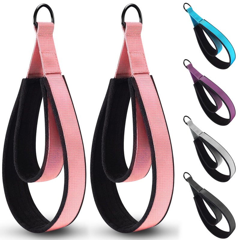 HASSLICKIT 2PCS Pilates Double Loop Strap for Reformer Fitness DRing Straps Handle Yoga Pilates Equipmen DRing Exercise Strap for Gym Workout HomePink - Image 2