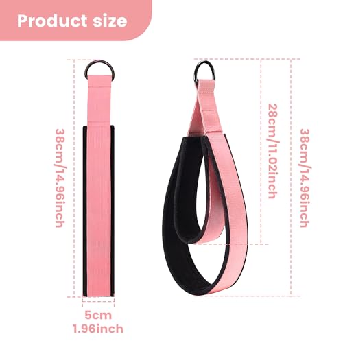 HASSLICKIT 2PCS Pilates Double Loop Strap for Reformer Fitness DRing Straps Handle Yoga Pilates Equipmen DRing Exercise Strap for Gym Workout HomePink - Image 3