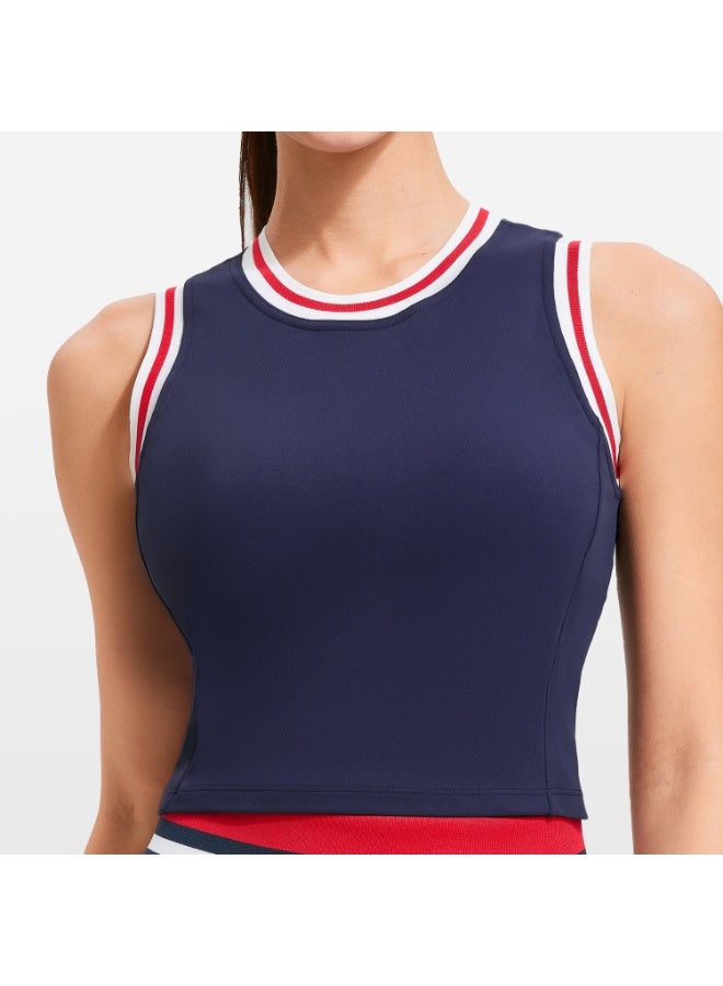 Women Fitness Workout Tank Tops with Shelf Built In Bra with Fixed Padding Sportswear Sports Vest for Yoga Gym  - Image 1