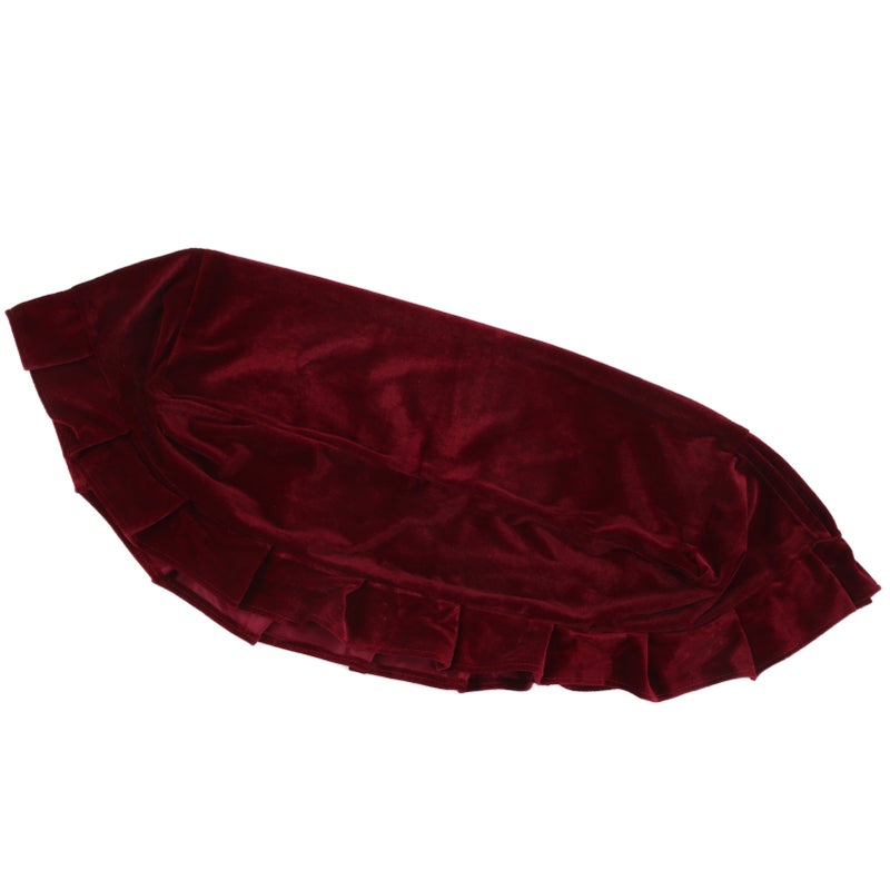 Piano Stool Cover Soft Dark Golden Velvet Bench Covering for Dust Proof Pianos Single SeatsMaroon - Image 2