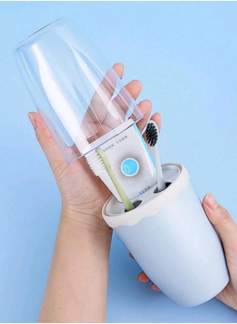 ATRI - Transparent Cover Toothbrush Toothpaste Holder Organizer Travel Home Washing Cup - Image 1